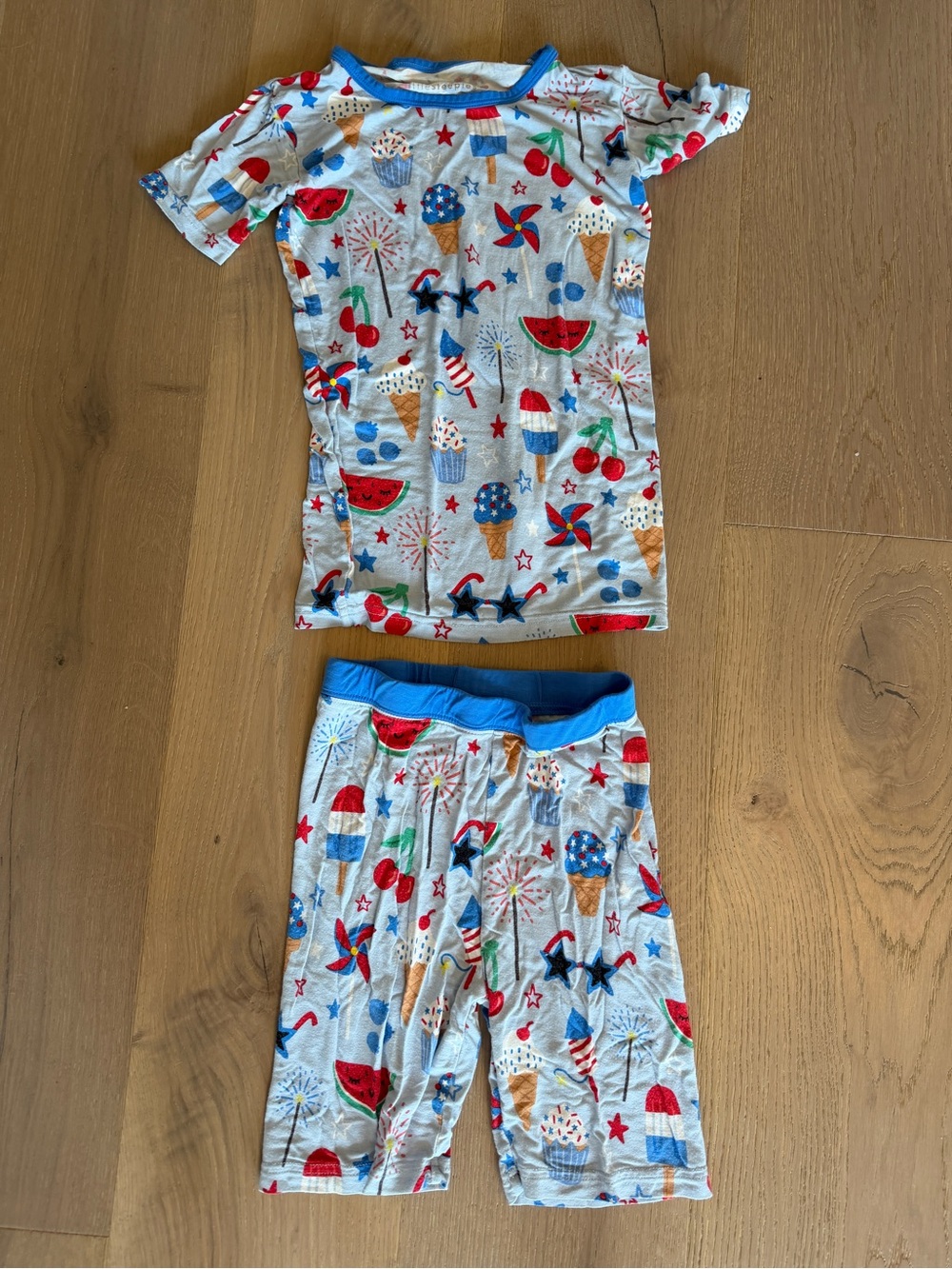 Little Sleepies Blue-Trim Summer Treats Pajama Set